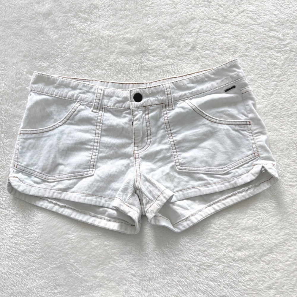Y2K Billabong White Corduroy Mini Shorts Low Rise Women's Size 7